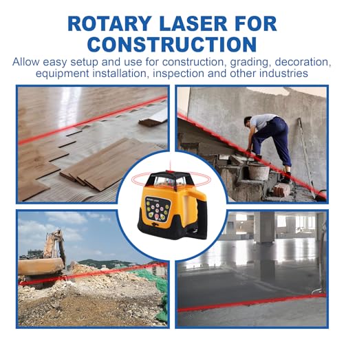 Iglobalbuy Automatic Self-Leveling Rotary Laser Rotating Horizontal & Vertical Laser Level Kit 500M w/Remote Control + Receiver, Leveling Transit Laser Level Red Beam for Construction (Rotary - WoodArtSupply