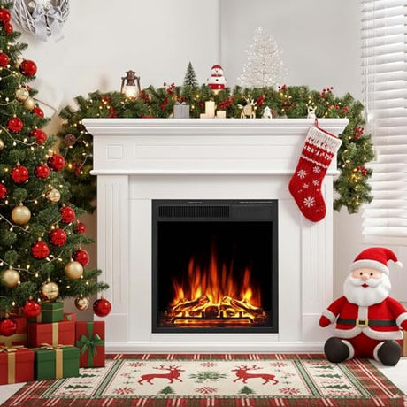 Xbeauty 44" Electric Fireplace with Mantel, Corner Freestanding Fireplace Heater with Realistic LED Flame & Remote, Adjustable Brightness, Overheat Protection for Living Room, Bedroom, Office，White Xbeauty