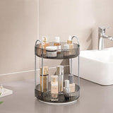 HBlife 360° Rotating Makeup Organizer, 2 Tier Spinning Perfume Skincare Organizer Large Capacity Cosmetic Storage for Bathroom, Vanity, Countertop, Grey HBlife