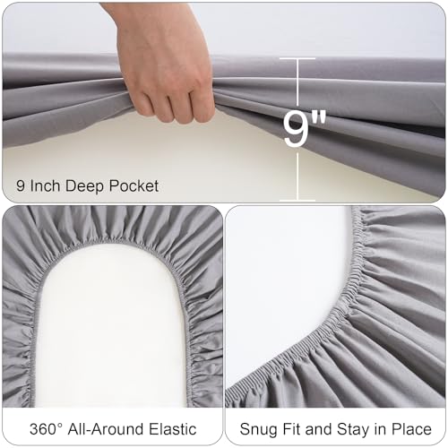 JQCOVEI Cot Sheets 31" x 75", Cot Sheet Set 4 Piece for Narrow Twin/RVs Bunk/Camper Bunk/Guest Beds/Army Cots/Trifold Mattress/Travel Size Mattress, Shrinkage & Stain Resistant Cot Sheets Set, Gray JQCOVEI