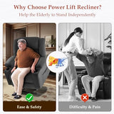 Neioml 3 Motor Large-Wide Lift Chair, Infinite Position, 180° Lay Flat, Power Lift Chairs Recliners for Elderly Big and Tall, Massage & Heat, Extended Footrest (Grey, Large Wide)
