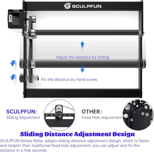 SCULPFUN Laser Engraver Rotary Roller - 360° Y-axis Module for Cylindrical Objects, Cans, Tumbler - Compatible With Most Engraving Machines SCULPFUN