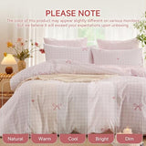 Erwinmu Gingham Comforter Set Twin Size,2 Pieces Pink Plaid Bow Ties Comforter Bedding Sets Reversible Pattern for Girls Kids,Cozy Breathable Microfiber Comforter and 1 Pillowcase Erwinmu