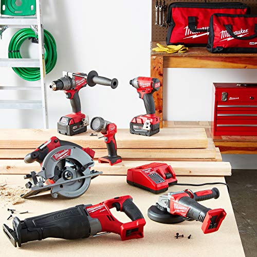 Milwaukee 2896-26 M18 Fuel 18-Volt Lithium-Ion Brushless Cordless Combo Kit (6-Tool) with (2) 5.0 Ah Batteries, (1) Charger, (2) Tool Bags Milwaukee