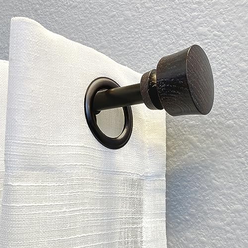 Stockton 26-48 Inch Adjustable Curtain Rod Set, 5/8 Inch Diameter in Walnut Decopolitan