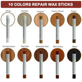 DEWEL Wood Filler Sticks, 10 Pcs Furniture Crayons for Scratches, Touch Up Wax Sticks, Upgrade Furniture Repair Wax Crayons Kit for Scratches, Holes, DEWEL