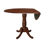 IC International Concepts International Concepts Round Hardwood Dual Drop Leaf Pedestal Espresso Dining Table IC International Concepts