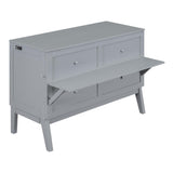 Ball & Cast Murphy Bed Chest Queen Size,Cabinet Hideaway Bed with USB Port and Removable Shelves on Each Side,Wood Wall can be Folded,Platform Bedframe for Kids Bedroom,Student Dorms,Gray Ball & Cast