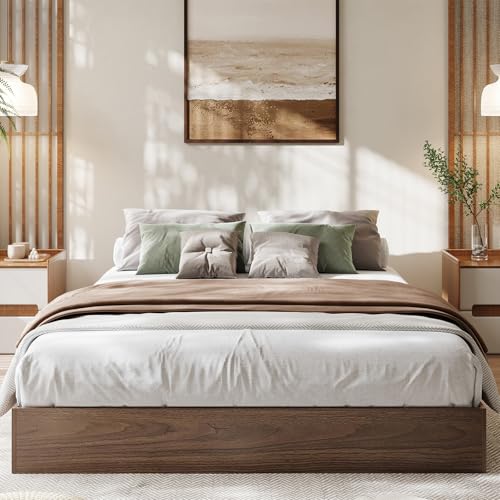 GarveeHome Full Size Wood Platform Bed Frame, Wooden Bed Frame Without Headboard, Wood Slat Support, No Box Spring Needed, Easy Assembly GarveeHome