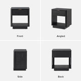 mopio Brooklyn Night Stand, Modern Farmhouse Nightstand, Small Side Table, Bedside Table with Drawer, End Table with Storage, Fluted Panel, Curved Profile (Black Oak, Single) mopio