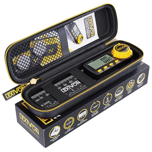 LEXIVON Aluminum Digital Angle Finder Gauge, 5-inch/130mm Multi-Purpose Protractor, Includes XL Display and Rugged Zippered Pouch (LX-DAF5) LEXIVON