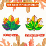 Ayhuhra 30 Sets Fall Maple Leaf Suncatcher Crafts Kits DIY Glow in The Dark Window Art Paint Kit Fall Leave Sun Catchers for Classroom Automn Thanksgiving Harvest Party Project Activity Ayhuhra