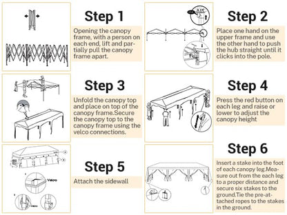 COBIZI 10x30 Pop up Canopy Tent for Parties Protable Canopy Tent with 8 Sidewalls Waterproof Commercial Instant Shelter Tent for Wedding, Courtyard with Carry Bag and 4 Sandbags(10x30FT, Whit - WoodArtSupply