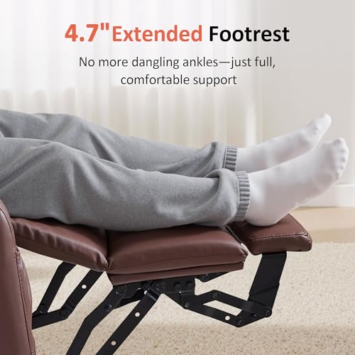 MCombo Large Power Lift Recliner Chair with Massage and Heat for Tall Elderly People, 3 Positions, Cup Holders, and USB Ports, Faux Leather 7516 (Large, Light Brown)
