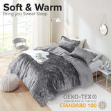 Comfort Spaces Juliette Luxe Comforter Set Velvet Lush with Soft Brushed Microfiber Reverse, All Season Cozy Velvet Bedding Sets, Fluffy Comforter Bed Set, Matching Sham, Grey Twin/Twin XL 2 Piece Comfort Spaces
