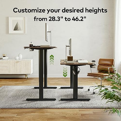 FEZIBO Height Adjustable Electric Standing Desk, 63 x 24 Inches Stand up Table, Sit Stand Home Office Desk with Splice Board, Rusticbrown - WoodArtSupply