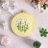 Louise Maelys Daisy Flower Beginners Embroidery Kits,Cross Stitch Kit for Adults,DIY Needlepoint with Floral Pattern,Including Hoop,Threads and Instruction