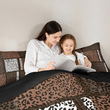 Leopard Print Comforter Set,Wildlife Animal Fur Skin Bedding Set Modern Bedroom Decor,African Cheetah Wildlife Patchwork Texture Comforter with 1 Pillowcase for All Seasons,Twin,Brown White Black Castle Fairy