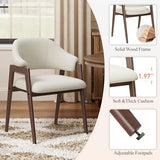 MALOL Wooden Dining Chairs Set of 6, Modern Fabric Upholstered Dining Room Chair, Kitchen Side Chairs, Farmhouse Dinner Chair with Curved Open Back for Kitchen, Beige MALOL