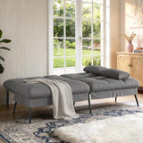 COMHOMA 72″Futon Sofa Bed,Modern Convertible Sleeper Sofa, Fabric Futon Couch with Multi-Position Backrest for Living Room Furniture (Gray) COMHOMA