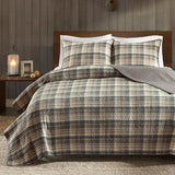 Woolrich Reversible Quilt Cabin Lifestyle Design - All Season, Breathable Coverlet Bedspread Bedding Set, Matching Shams, Oversized Full/Queen, Tasha Plaid Tan/Brown 3 Piece Woolrich John Rich & Bros.