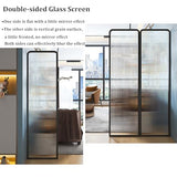 SUZEPER 6ft Tall Modern Room Divider, Metal Glass Partition Room Divider, Folding Privacy Room Divider Screens, Decorative Freestanding Room Partition for Room Separation Partition, 2 Panel SUZEPER