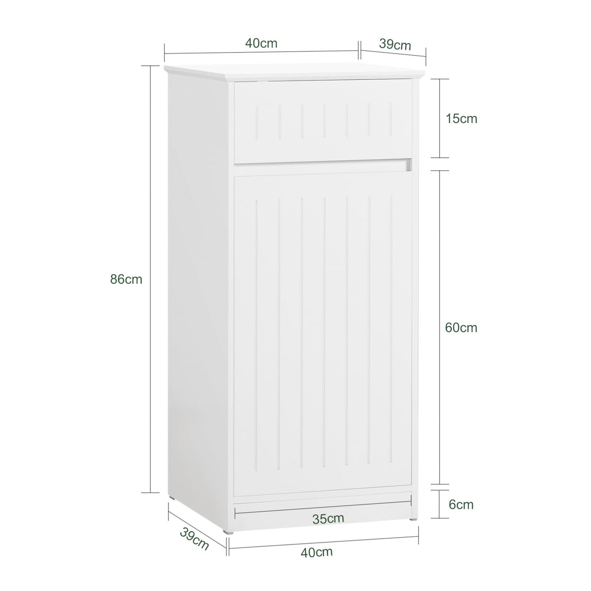 SoBuy Small Laundry Hamper Cabinet Tilt-Out, Bathroom Chest Storage Unit with Drawer, Hidden Basket White BZR110-W SoBuy