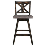 Homelegance Solid Wood Kitchen Counter Barstool with Back and Footrest, Counter Height Swivel Stool, Armless Dining Chairs for Kitchen Island, Set of 2, Black Homelegance