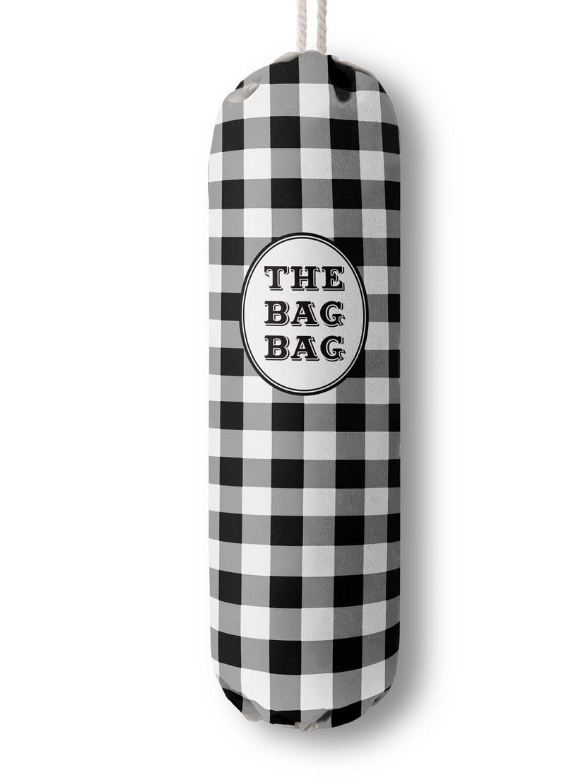 Black White Buffalo Check Plaid Grocery Bags Holder Organizer For Shopping Bags，Wall Mount Plastic Bags Storage Container Dispensers, Kitchen Housewarming Gifts For Women Family Friends Grandma Mom HiLus