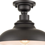 SAMTEEN 12-Inch Farmhouse Semi Flush Mount Ceiling Light Black 1-Light Industrial Barn Ceiling Light Matte Black Hallway Light Fixtures Ceiling for Bedroom Kitchen Foyer Loft SAMTEEN