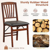 Giantex Folding Dining Chairs Set of 2, Foldable Wood Kitchen Chairs with Padded Seat, Solid Wood Frame, Max Load 400 Lbs, No Assembly Easy to Store Wooden Dining Chairs for Apartment, Small Space Giantex