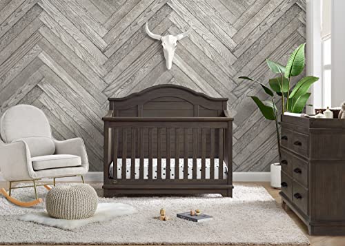 Delta Children Simmons Kids Asher 6-in-1 Convertible Crib with Toddler Rail, Rustic Grey Delta Children