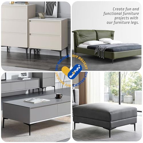 SunVFaFa Black Furniture Legs Heavy Duty, Metal Legs for Furniture Set of 4, Short Dresser Legs 5 Inch, Modern DIY Cabinet Feet Replacement for Couch Futon Cube Storage Nightstand Ottoman Sofa SunVFaFa