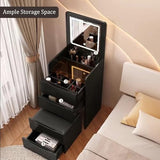 ILWorkTLs Compact Vanity Desk with Mirror and Lights,Makeup Vanity Table with with Hidden Stool and Drawers,3-in-1 Dressing Table for Small Space,Bedroom,Black ILWorkTLs