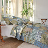 Secgo Queen Comforter Set for Bed - 100% Cotton Quilts Queen Size, Green, Sage Bedspreads (90 * 98 Inch) with 2 Pillow Shams, Patchwork Reversible Lightweight Bedding Secgo