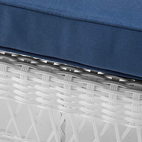 Jeco Wicker Chair with Blue Cushion, Set of 2, White/W00206- Jeco