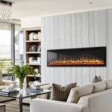 GREEN PARTY 72" Electric Fireplace Recessed/Wall Mounted Ultra-Narrow Bezel Fireplace Heater with Log & Crystal Options, 750W/1500W, Adjustable Flame Bed Colors, Speed, Timer, Temperature (60.8℉-86℉) GREEN PARTY