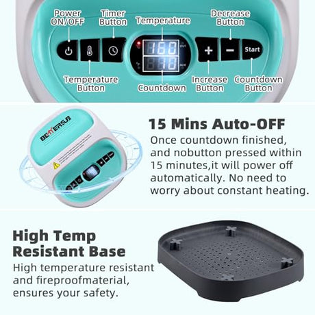 BetterSub Heat Press Machine for T-Shirts, Portable Heat Press, Iron Press for Sublimation and HTV Vinyl Shirt Press Machine for Hat, Bags, Heating Transfer Projects (8.27"×9.06" Teal) BetterSub