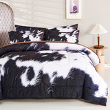 SUCSES 8 Pieces California King Comforter Set with Sheets, Cal King Size Cow Fur Print Bedding Set for Kids Teens Boys Girls, Western Style Highland Cowhide Farmhouse Bed in A Bag SUCSES