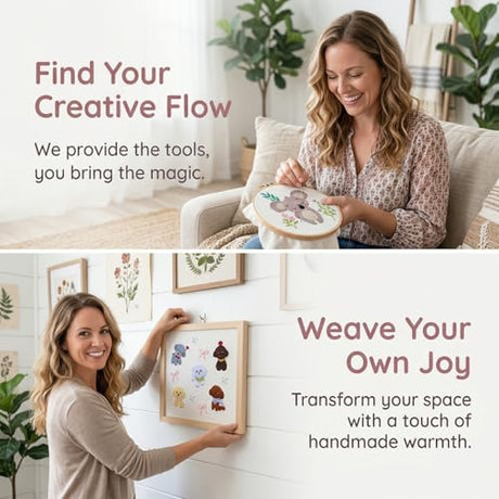 QIZUOLIFE 2Pcs Animal Embroidery Starter Kit for Adults, Koala & Puppies Pre‑Printed Embroidery Hoops Set, DIY Needlework Supplies with Step‑by‑Step Video Tutorials, Craft Gift for Beginners QIZUOLIFE