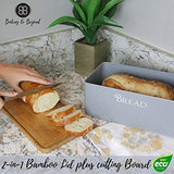 Baking & Beyond Space-Saving Bread Box with Bamboo Cutting Board Lid,13"x7.5"x5" for Kitchen Countertop, Bread Storage Container Holder, Bread Keeper Bin - Fresh Loaves BB BAKING & BEYOND