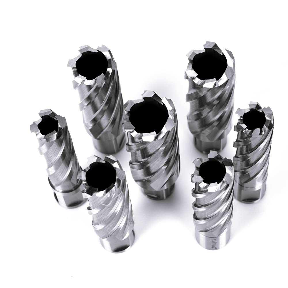 OSCARBIDE Annular Cutter Set 13pieces,2"Cutting Depth,3/4"Weldon Shank and 7/16 to 1-1/16 inch Cutting Diameter Mag Drill Bits for Magnetic Drill Press with 2pcs Pilot Pins OSCARBIDE