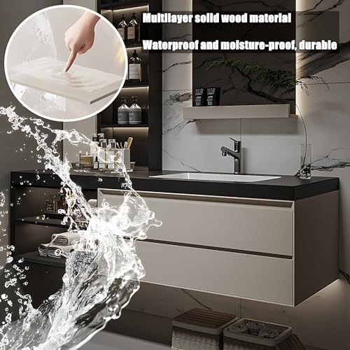 ZGNBSD Bathroom Vanity with Sink - Floating Bathroom Vanity with Drawer and LED Smart Mirror, Luxury Solid Wood Bathroom Vanity, Wall Mounted (52“) ZGNBSD