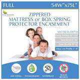 Full Size Mattress or Box Spring Encasement (5" to 8" Depth) - Low Profile Waterproof Zippered Protector Hypoallergenic Premium Bed Cover Protects from Dust Allergens Four Seasons Essentials