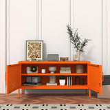 Aiasuit Orange Lockable Metal TV Stand Entertainment Center, Heavy Duty Storage Cabinet Supports 80+ Inch TVs, Multifunctional Media Console for Home Living Room Office 22" H X 35.4" W X 13.8" D Aiasuit