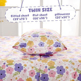 LONAVA Twin Sheet Set Kids - 3 Pieces Soft Microfiber Cartoon Style Bedsheets for Boys Girls Teens, Oeko TEX, Breathable Deep Pocket Sheets, (Flower) LONAVA