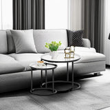 aboxoo Black Nesting Coffee Glass Table Set of 2, Metal Freme Side End Tables for Living Room Bedroom for Apartment Small Place Modern Industrial Simple, 23.6D x 23.6W x 17.7H in aboxoo