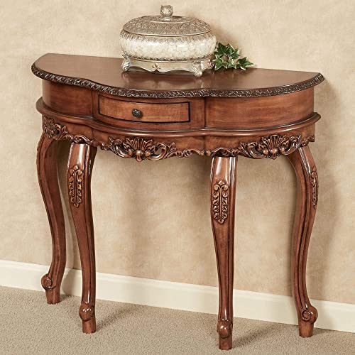 Touch of Class Traditional Delegato II Natural Cherry Classic Wooden Console Table - Handcrafted Wood - Victorian Style - Decorative Regal Furniture - Half Circle Moon Shape - Elegant Display Touch of Class