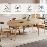 Oval Extendable Dining Room Table for 4-8 People, Modern Wooden Dining Table with MDF Tabletop and Metal Frame, Extendable from 43" to 59" to 74.8", Oval Kitchen Table for Home, Office,Oval Natural Lecut