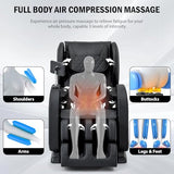 AVSAMOQ Massage Chair Full Body, Zero Gravity Massage Recliner with Air Pressure, 8 Fixed Points Massage Rollers, Heating, Foot Roller, LCD Screen Control, Home Office Use AVSAMOQ